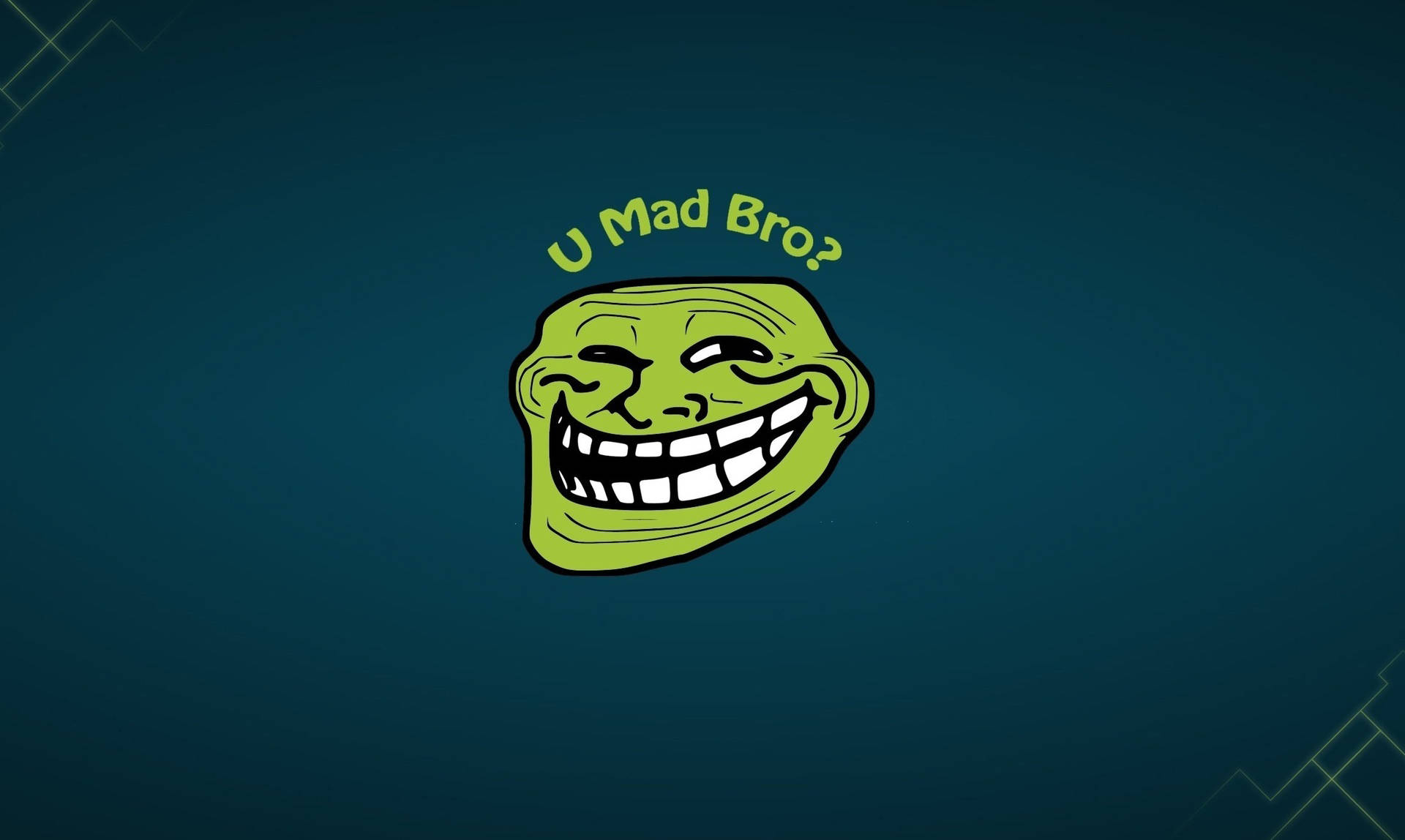 綠色卡通巨魔臉，帶有文字 U Mad Bro? — Meme 壁紙