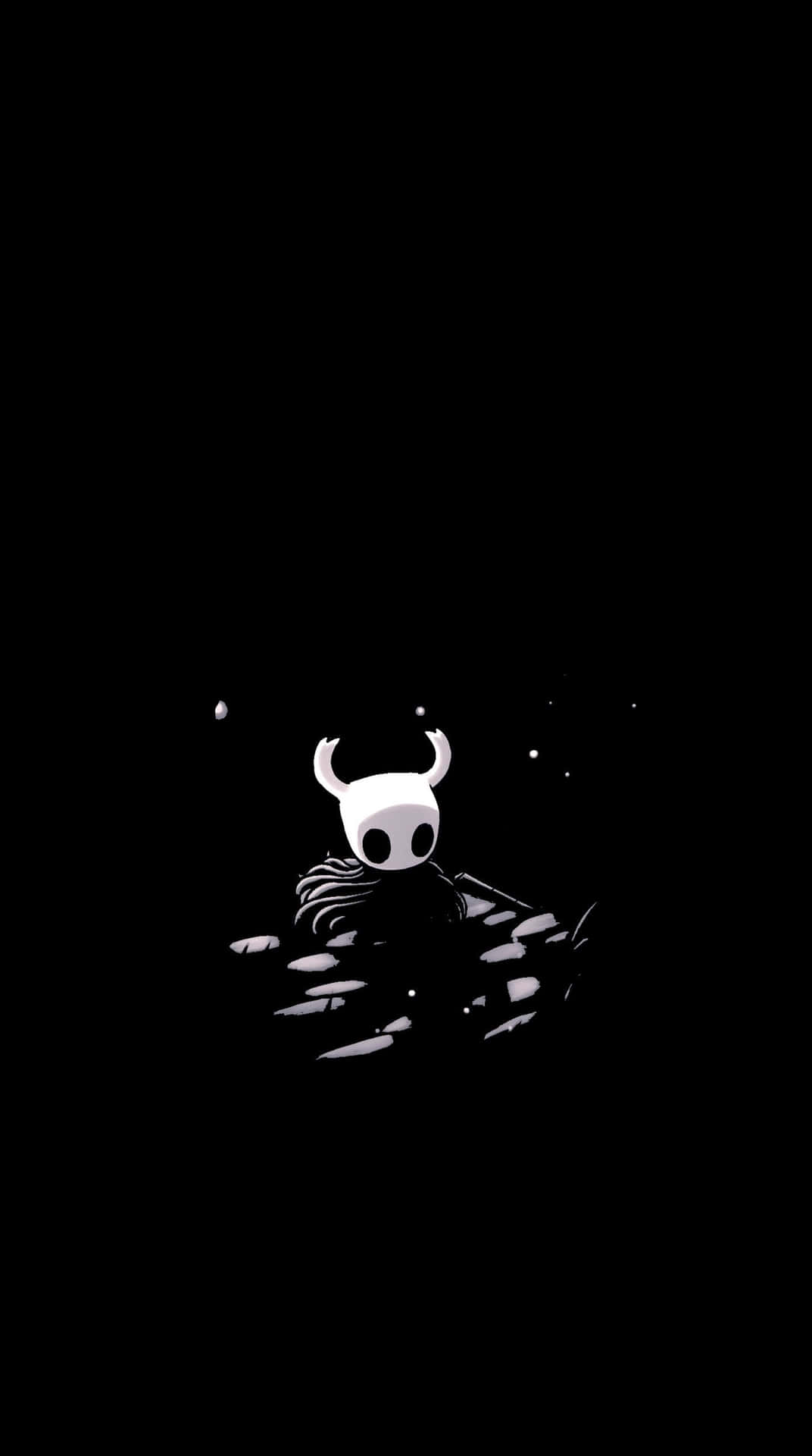 一個白色頭盔、有角的角色從黑暗的水中升起，背景是星空。 — Amoled 壁紙
