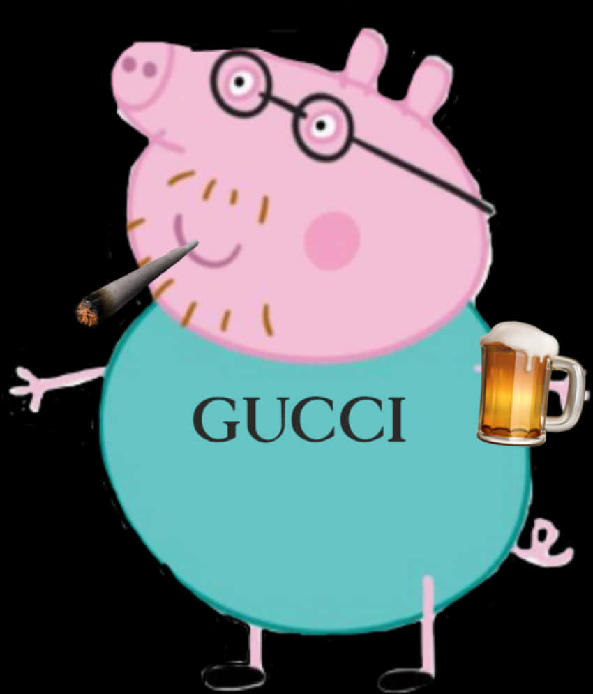 佩佩豬穿Gucci配飾的風格 壁紙