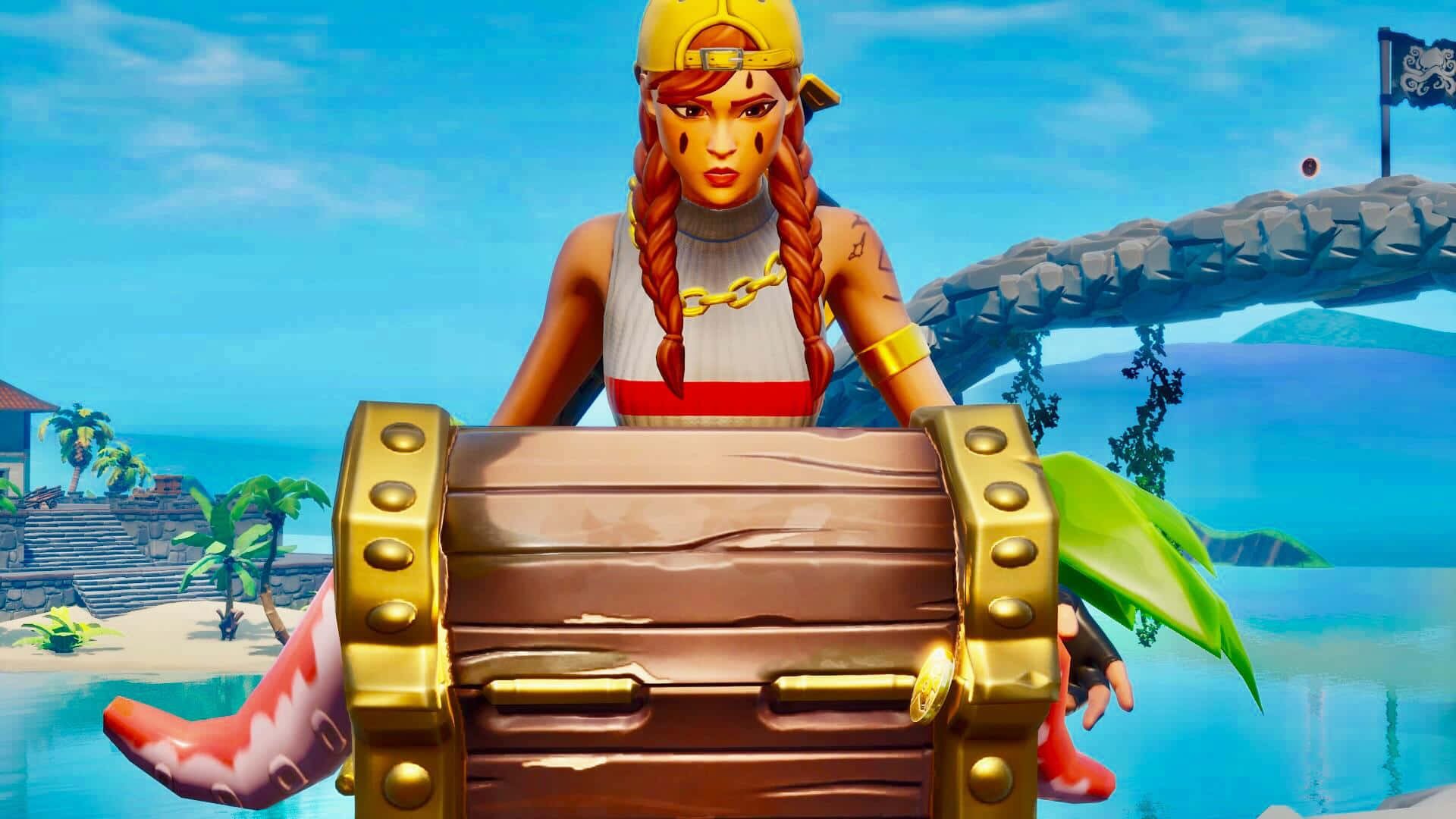 海盜女人在熱帶島嶼守護寶箱 — Fortnite 壁紙