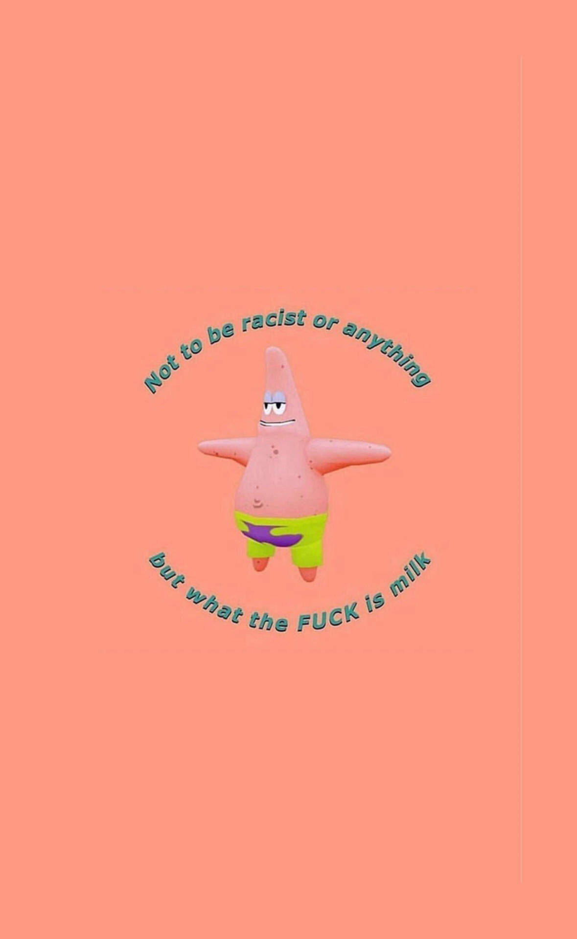 Patrick Star卡通角色，附有關於牛奶的諷刺文字 — Meme 壁紙