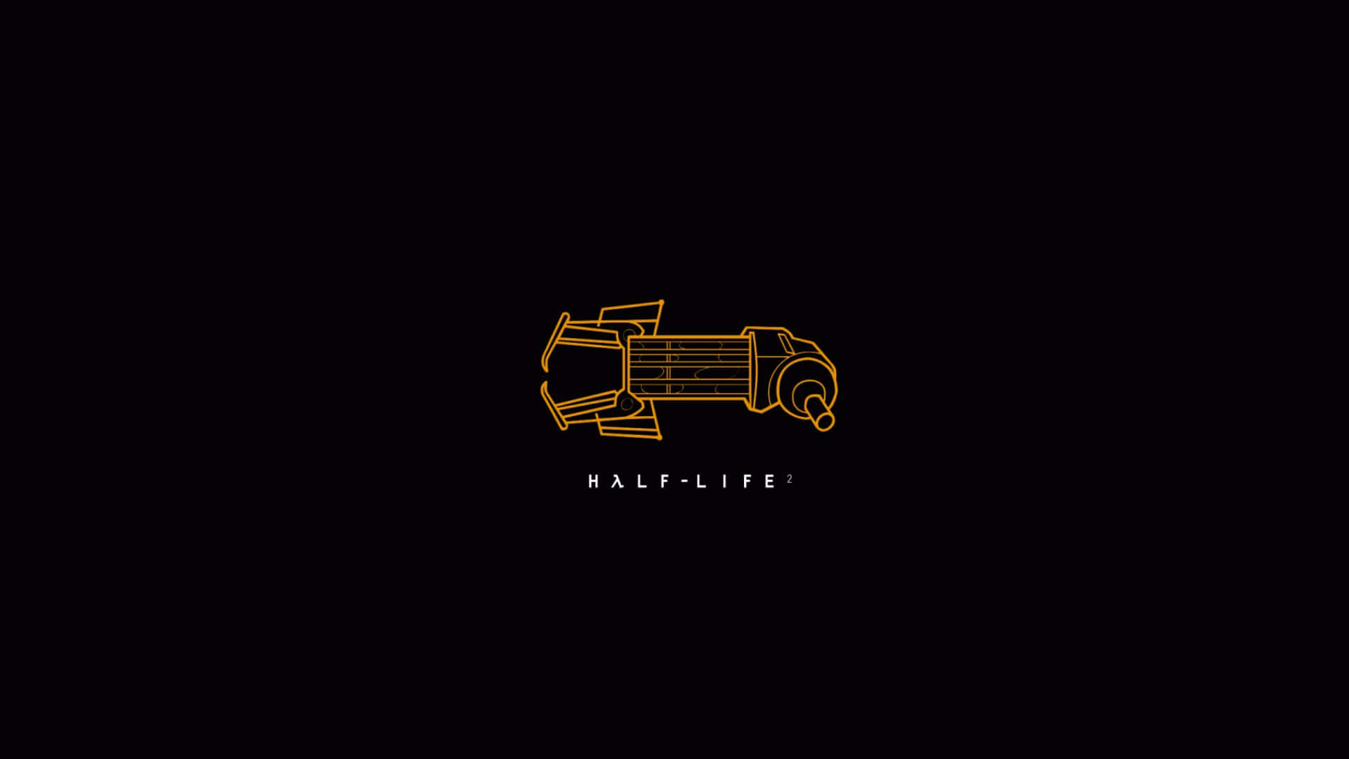 Minimalist Game 桌布 壁紙 — Half-Life 2 的撬棍以發光橙色線條藝術呈現，置中於黑色背景上。