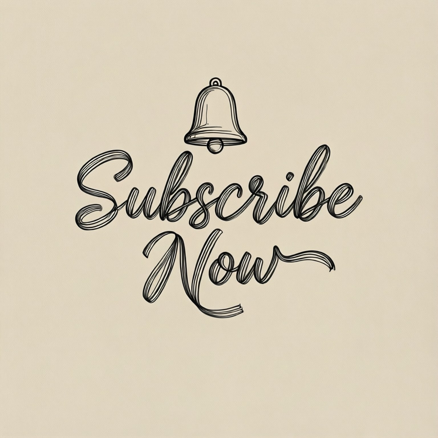 桌布 壁紙 — 米色背景上，流暢黑色字體「Subscribe Now」上方有一個手繪鈴鐺圖示。