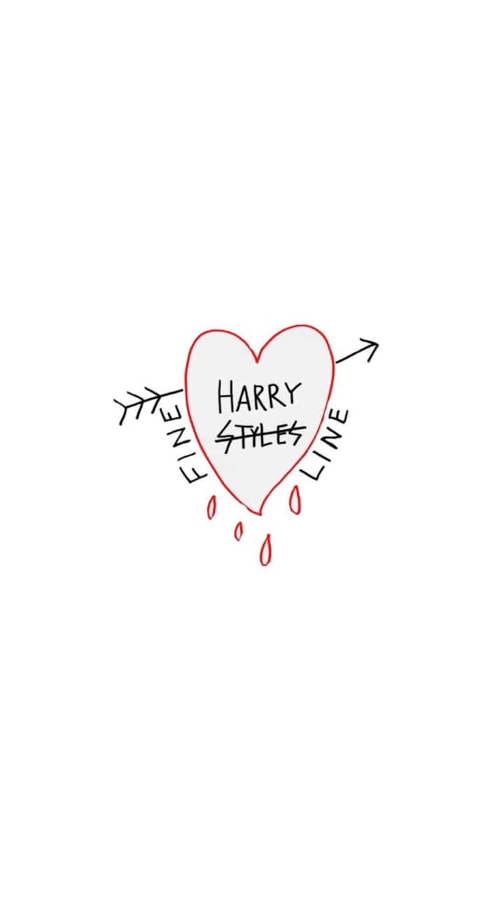  壁紙 — 手繪紅色愛心，內有「HARRY STYLES」字樣，被箭刺穿並有淚水滴落。