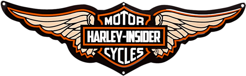 哈雷戴維森標誌 桌布 壁紙 — Harley-Insider 標誌，帶有鮮明的橙色和黑色翅膀，襯托在純黑背景上。