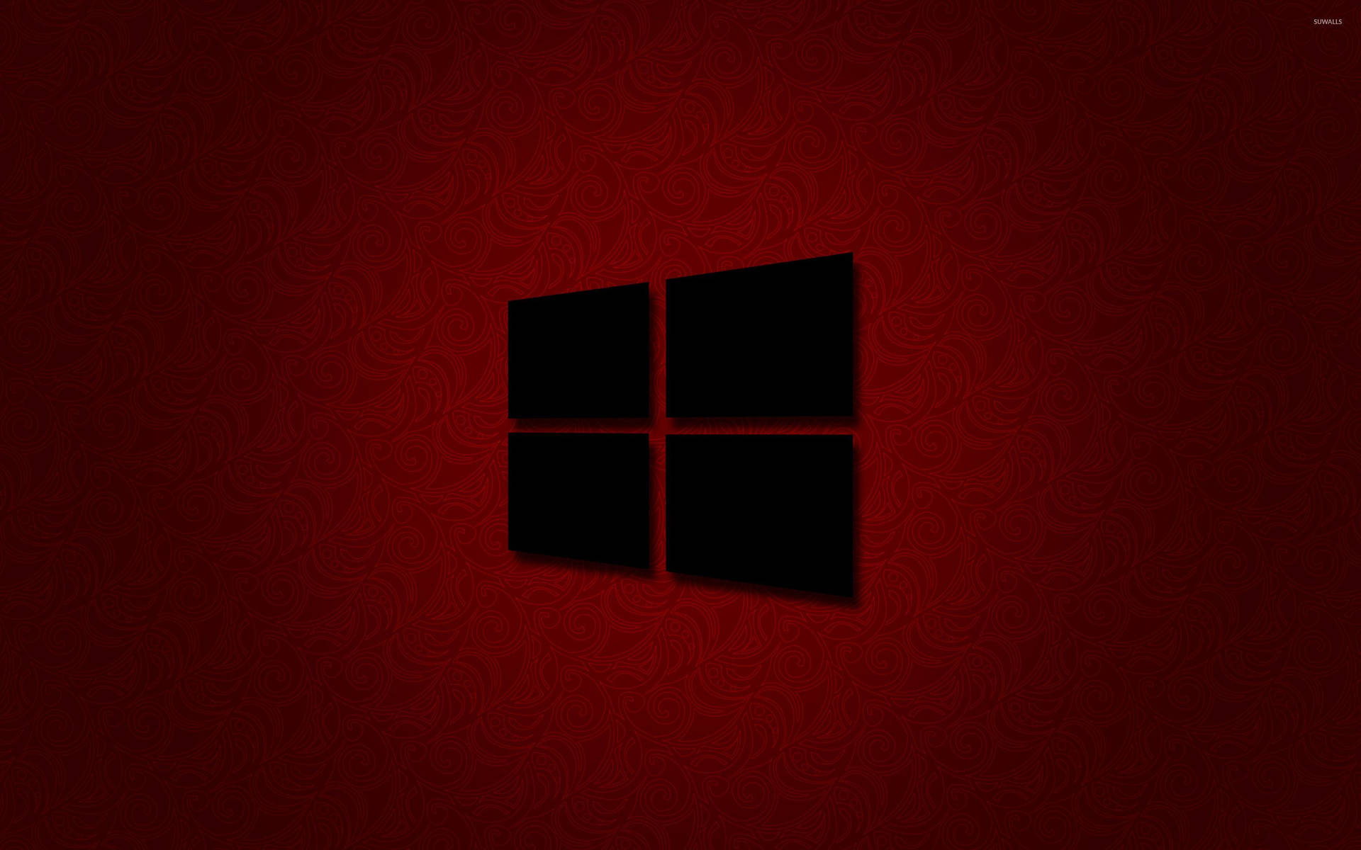 黑色Windows標誌在紅色紋理背景上 — Windows 11 壁紙