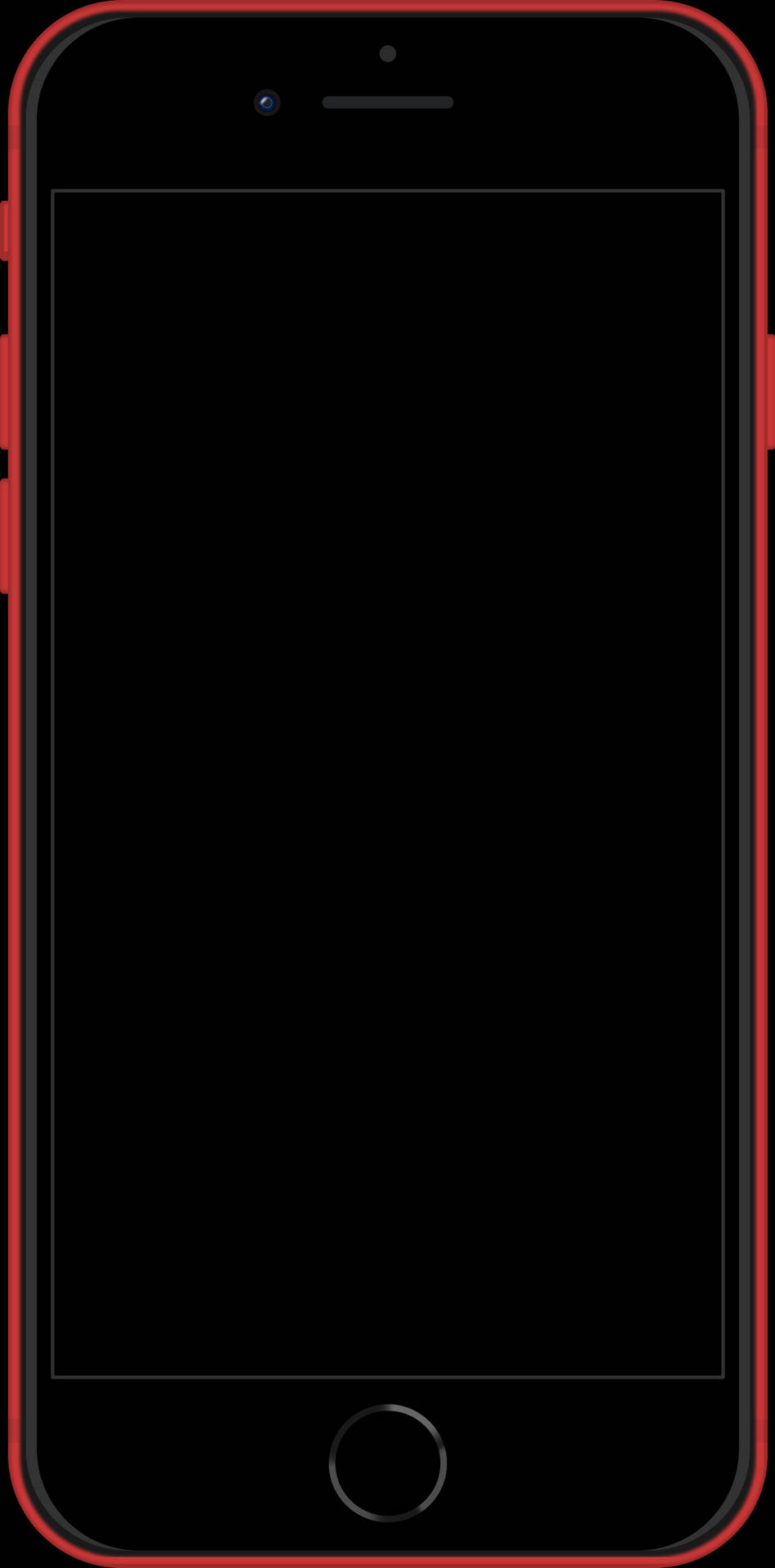 黑色智慧型手機搭配紅色保護殼，空白螢幕。 — iPhone 11 壁紙