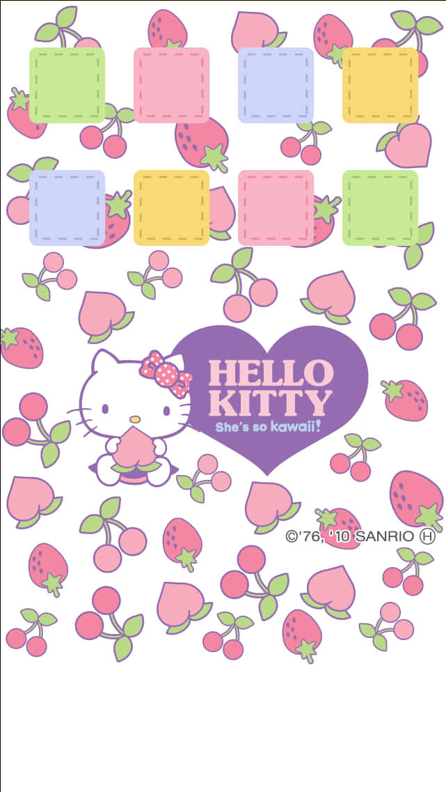 Hello Kitty 可愛水果圖案 壁紙