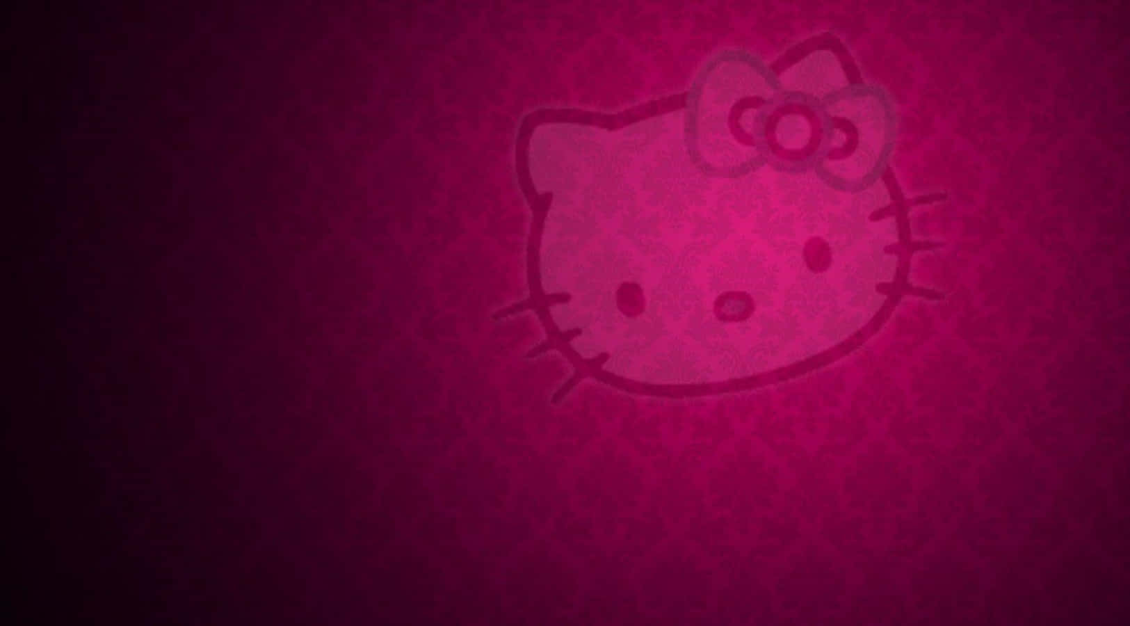 sanrio 桌布 壁紙 — Hello Kitty 戴著蝴蝶結的模糊輪廓在紋理洋紅色背景上柔和發光。