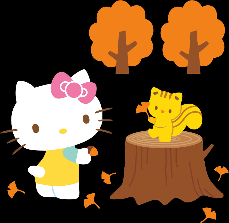 Hello Kitty與朋友秋日場景 — Sanrio 壁紙