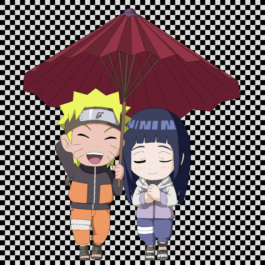 鳴人與 Hinata 共傘 壁紙