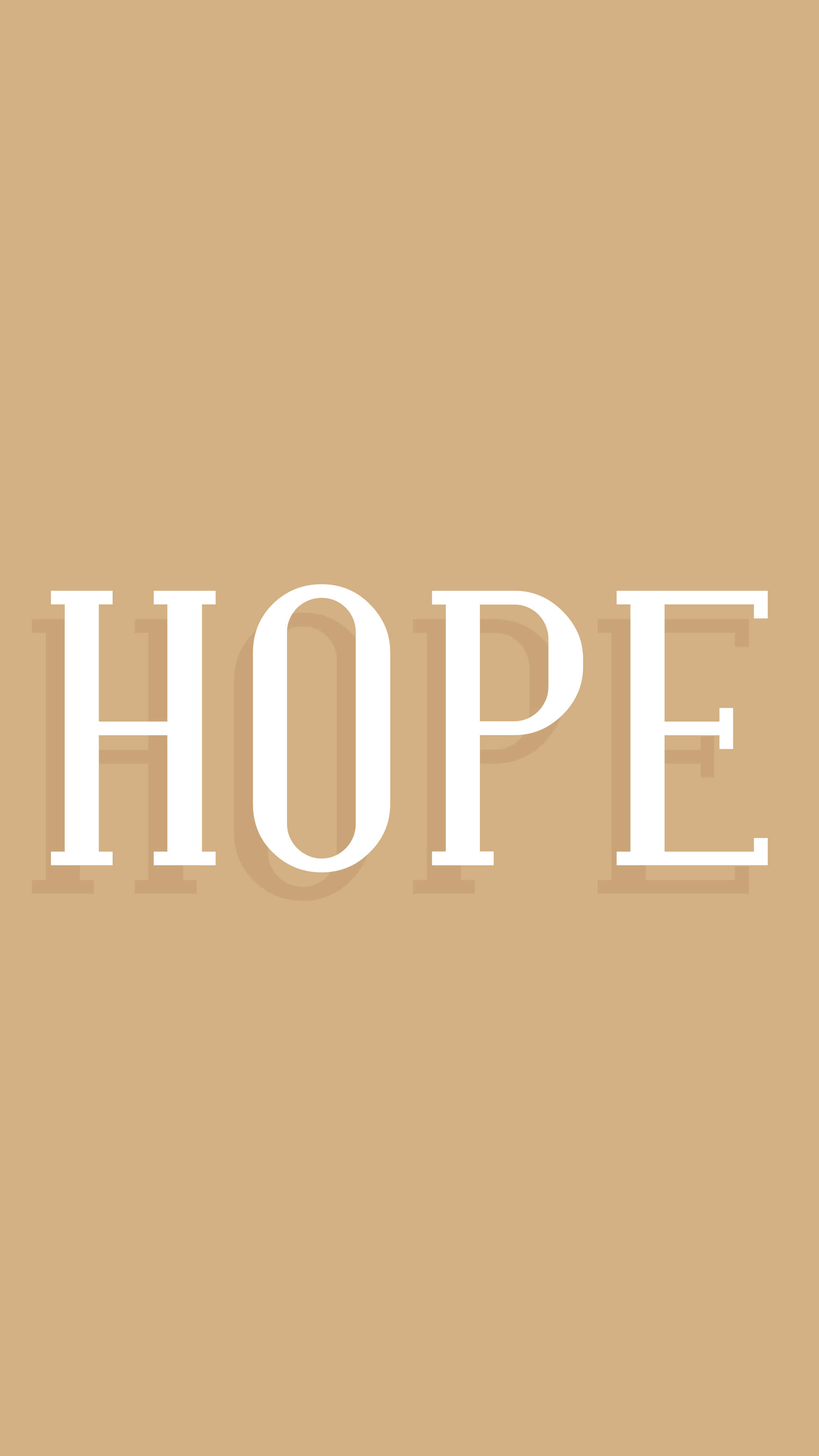 hope 桌布 壁紙 — 「HOPE」一詞以粗體白色字母居中放置在純米色背景上，帶有微妙的陰影。