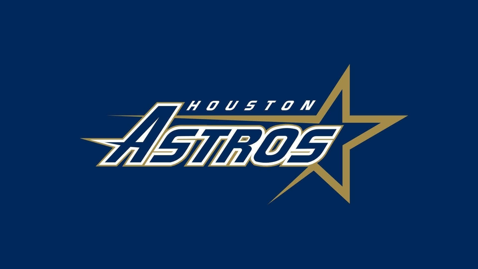 Astros 桌布 壁紙 — Houston Astros 標誌以金色和白色呈現，背景為純海軍藍色。