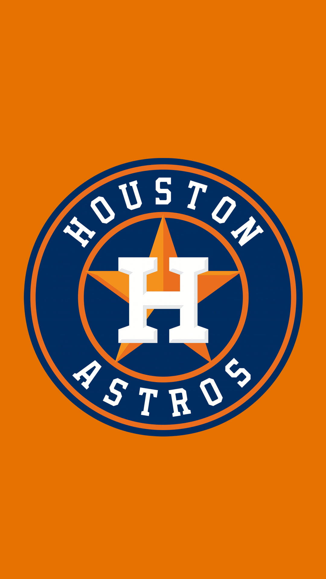 橘色 桌布 壁紙 — Houston Astros 標誌居中於純橙色背景上，帶有粗體藍色圓圈和白色字體。