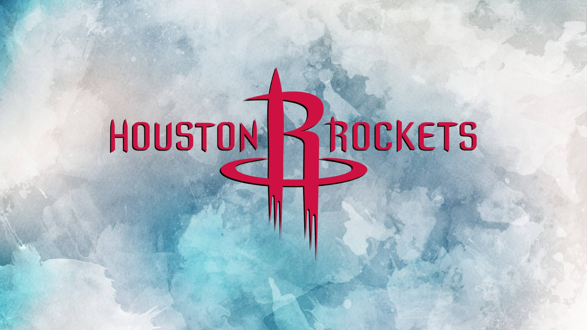 Houston Rockets 籃球隊標誌在水彩藍白色背景上 — Jordan Logo 壁紙