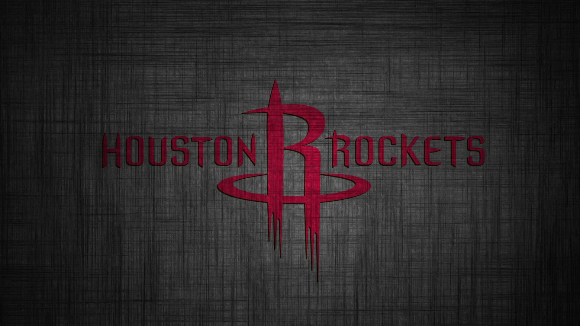 Houston Rockets 桌布 壁紙 — Houston Rockets 標誌以鮮紅色呈現，背景為深色紋理灰色布料。