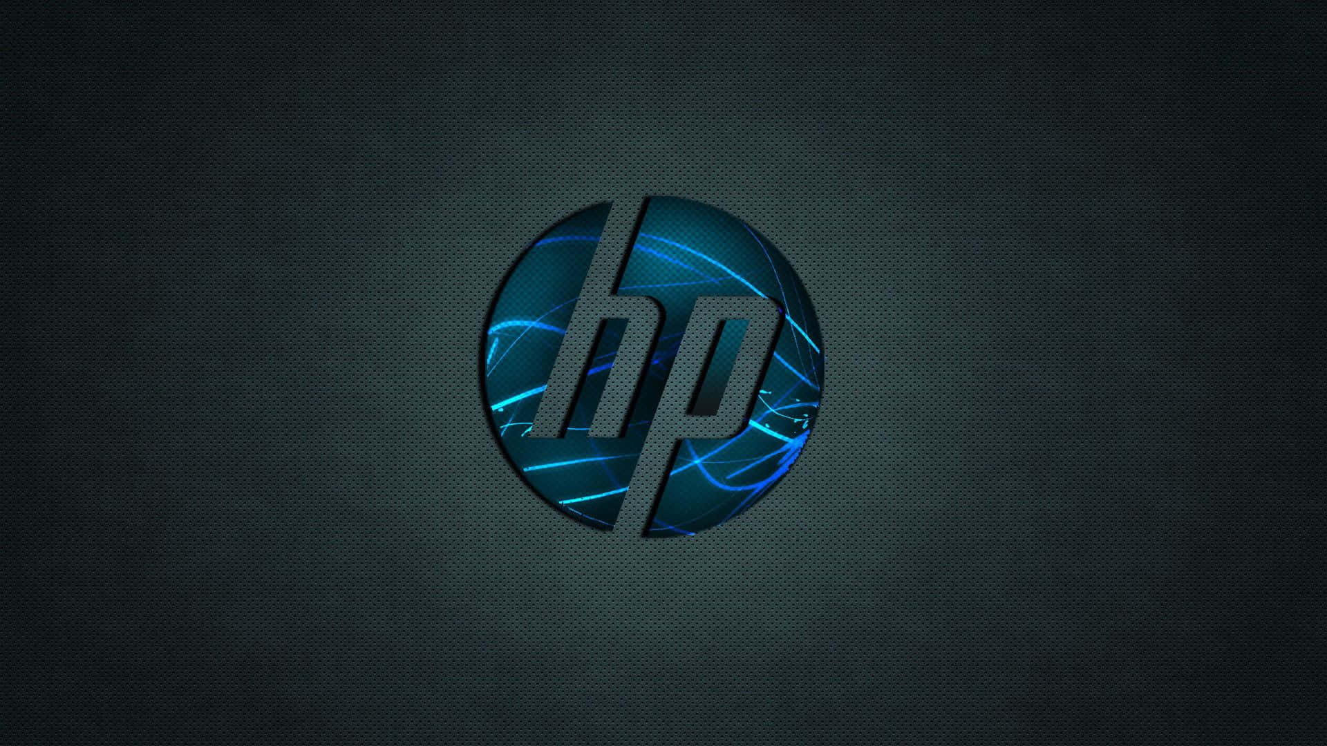 HP 桌布 壁紙 — HP 標誌在深色紋理背景上發出電光藍色能量。