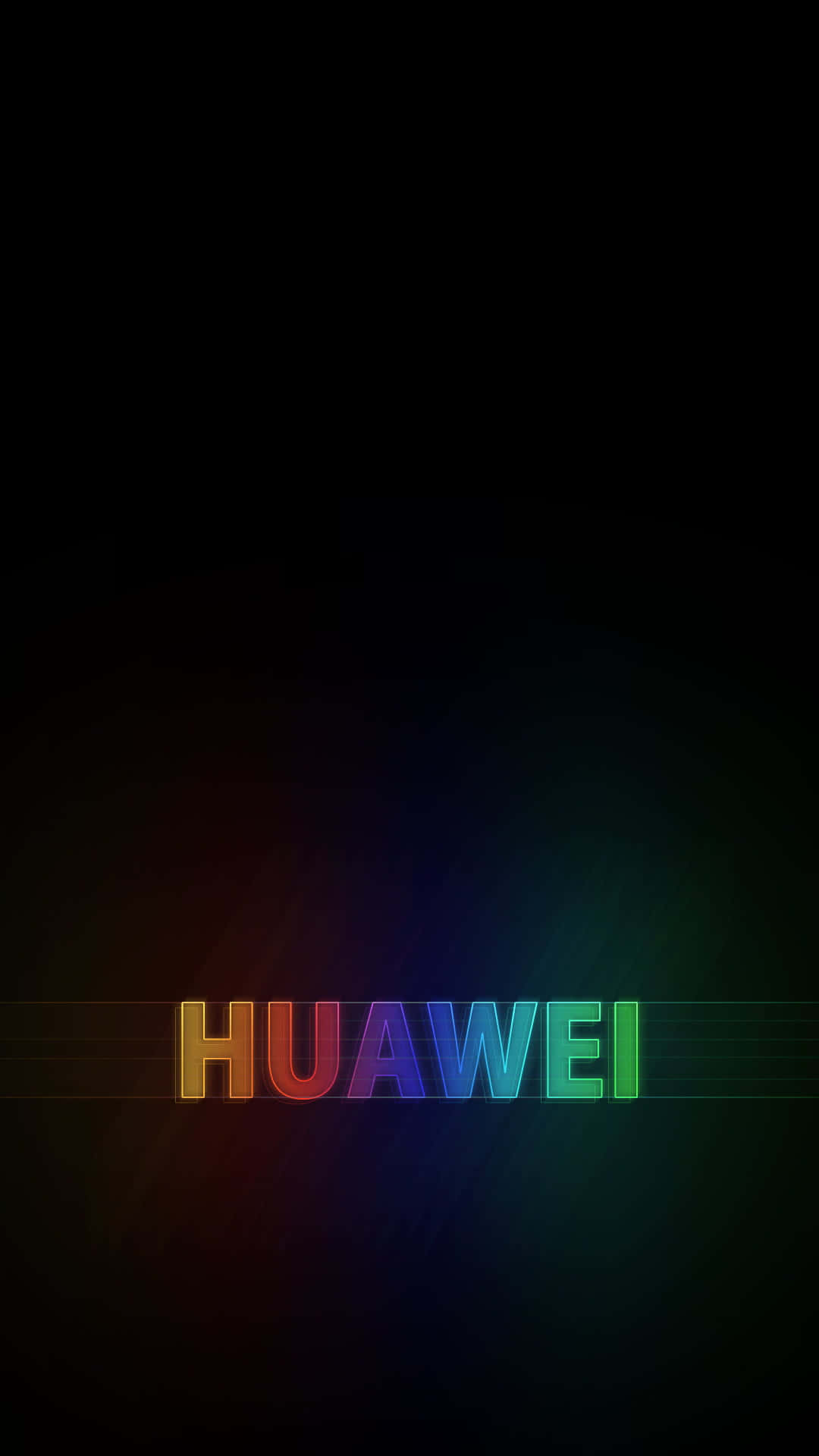 在黑暗背景上以彩虹漸變發光的Huawei標誌 — 華為 GIF 壁紙
