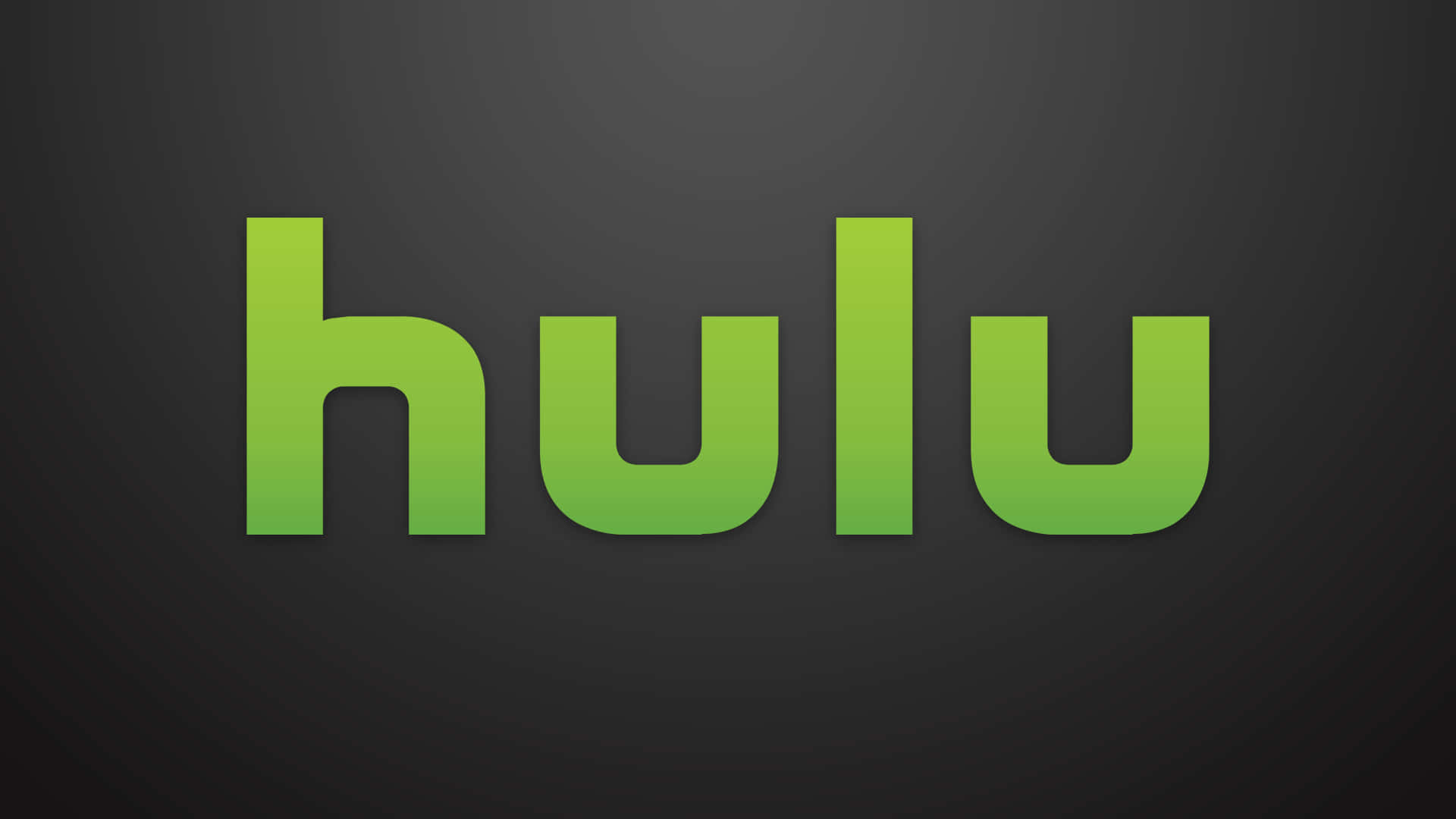 Hulu 桌布 壁紙 — Hulu 標誌以綠色漸變字母居中放置在深灰色背景上，帶有微妙的徑向照明。