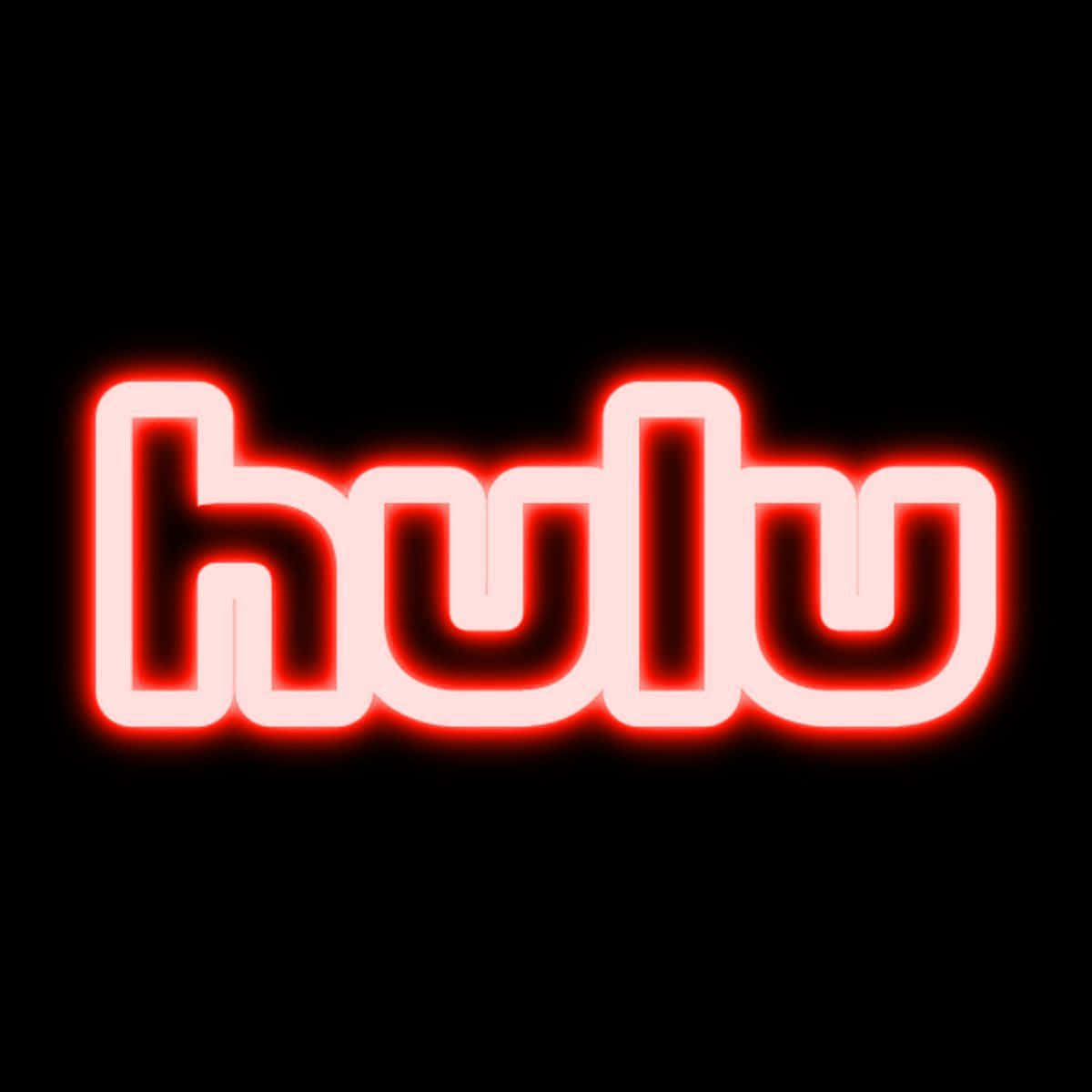 Hulu 桌布 壁紙 — Hulu 標誌在純黑背景上以鮮豔的紅色霓虹燈閃耀，營造出大膽現代的數位美學。