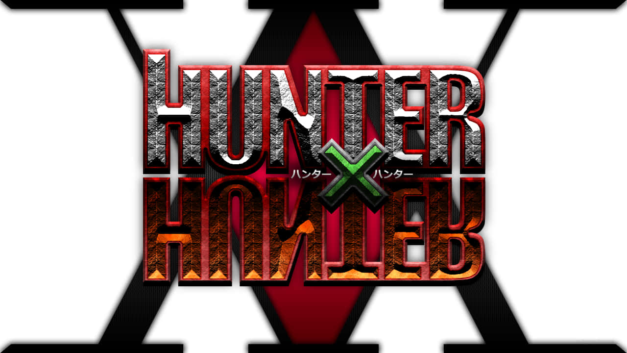 桌布 壁紙 — Hunter x Hunter 大膽金屬標誌，搭配紅黑幾何背景。