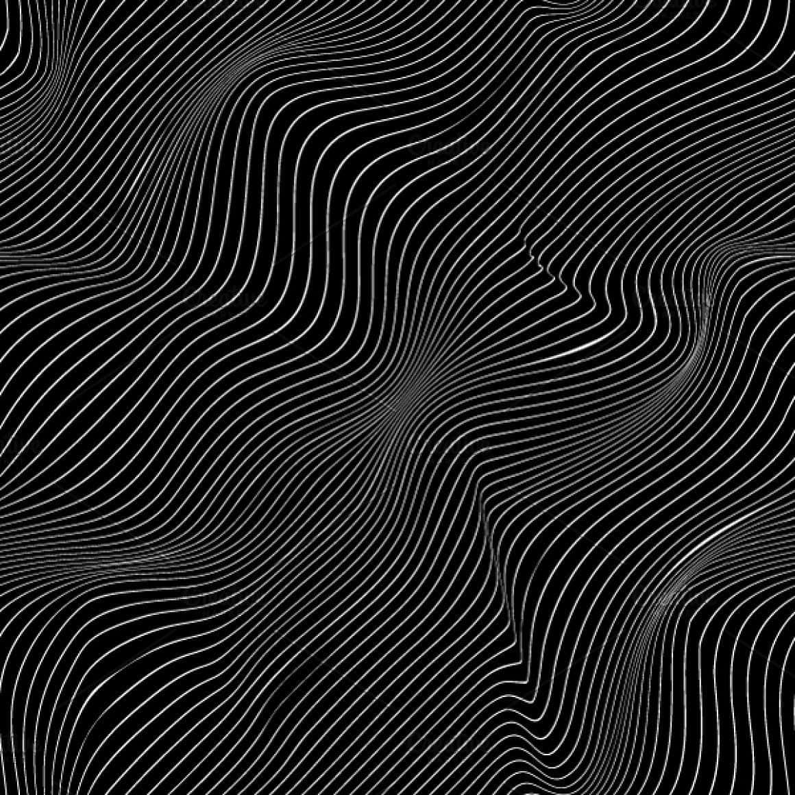  壁紙 — 一個催眠的黑白抽象圖案，由流動的曲線組成，營造出深度和動感。