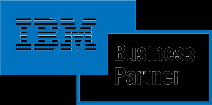 科技動圖 桌布 壁紙 — IBM Business Partner 標誌，採用大膽的藍色和黑色幾何區塊，帶有白色輪廓文字。