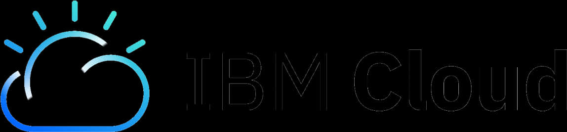 科技動圖 桌布 壁紙 — IBM Cloud 標誌，帶有藍色漸變雲端圖示和陽光射線，背景為黑色。