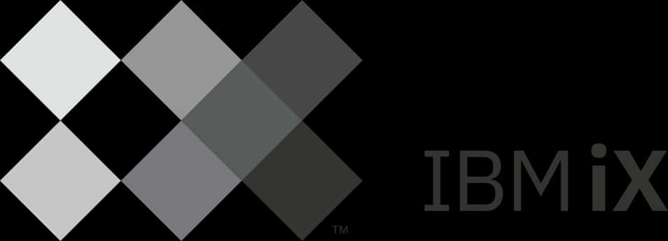 科技動圖 桌布 壁紙 — IBM iX 標誌，以灰階幾何菱形圖案呈現，背景為黑色。