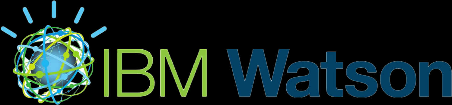 科技動圖 桌布 壁紙 — IBM Watson 標誌，藍綠色地球被軌道線和光線包圍，背景為黑色。