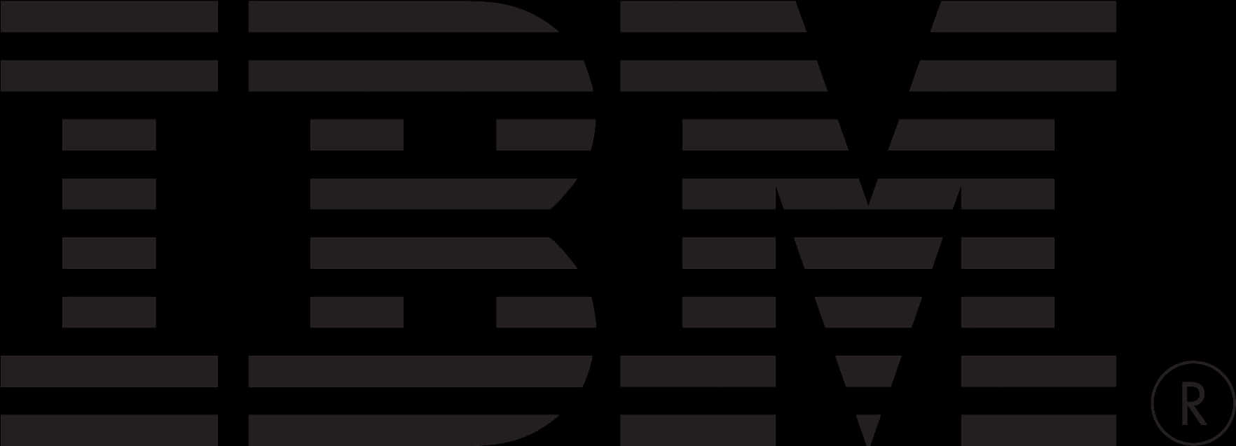 科技動圖 桌布 壁紙 — IBM 標誌以深灰色水平條紋呈現於黑色背景上，並附有註冊商標符號。
