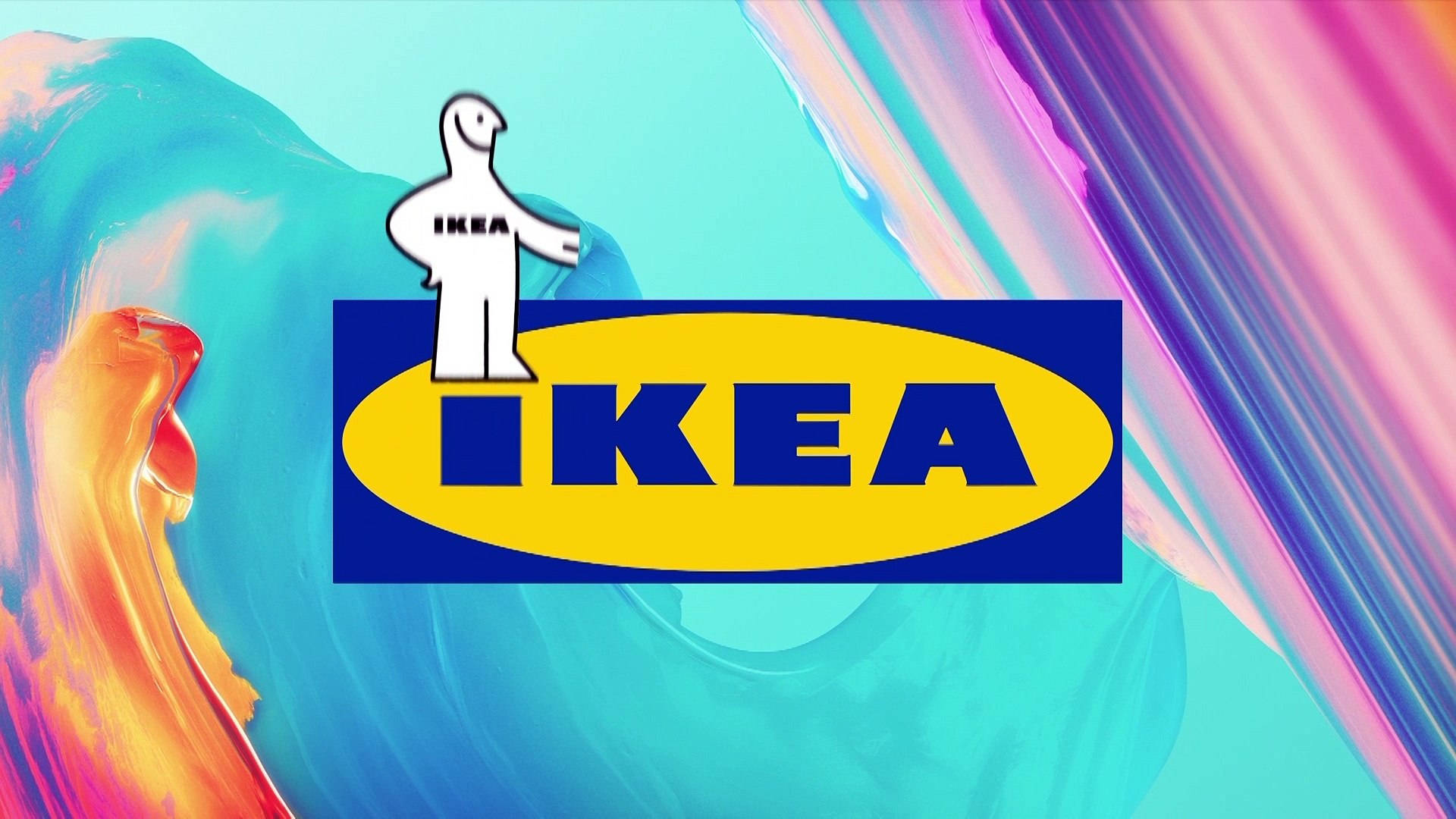 Ikea 標誌與吉祥物在彩色抽象背景上 — Valorant Logo 壁紙