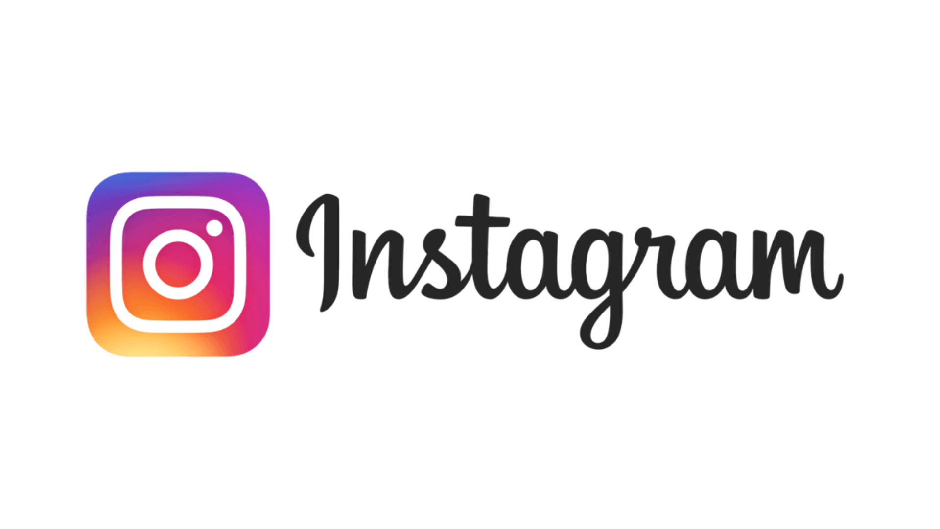 Instagram 桌布 壁紙 — Instagram 標誌，帶有漸變方形圖標和草書文字，背景為純白色。