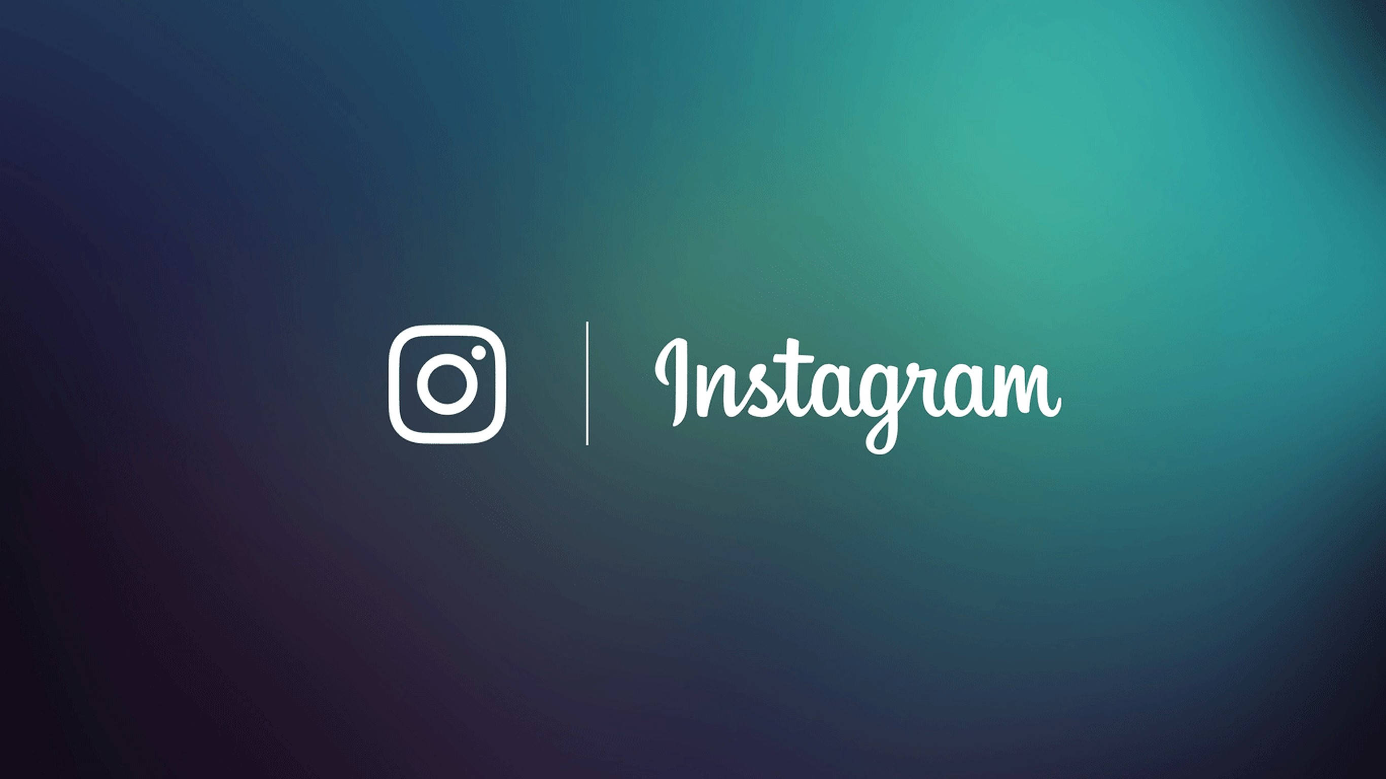 Instagram 桌布 壁紙 — Instagram 標誌以白色文字和圖示居中顯示在青綠色和紫色的漸變背景上。