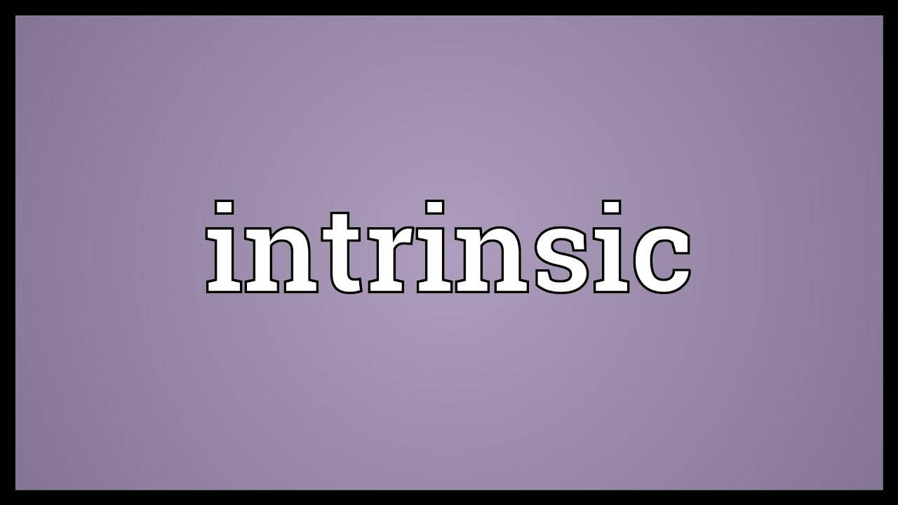 Learning 桌布 壁紙 — 「intrinsic」一詞以粗體白色字母居中顯示在純薰衣草色背景上，帶有細黑色邊框。