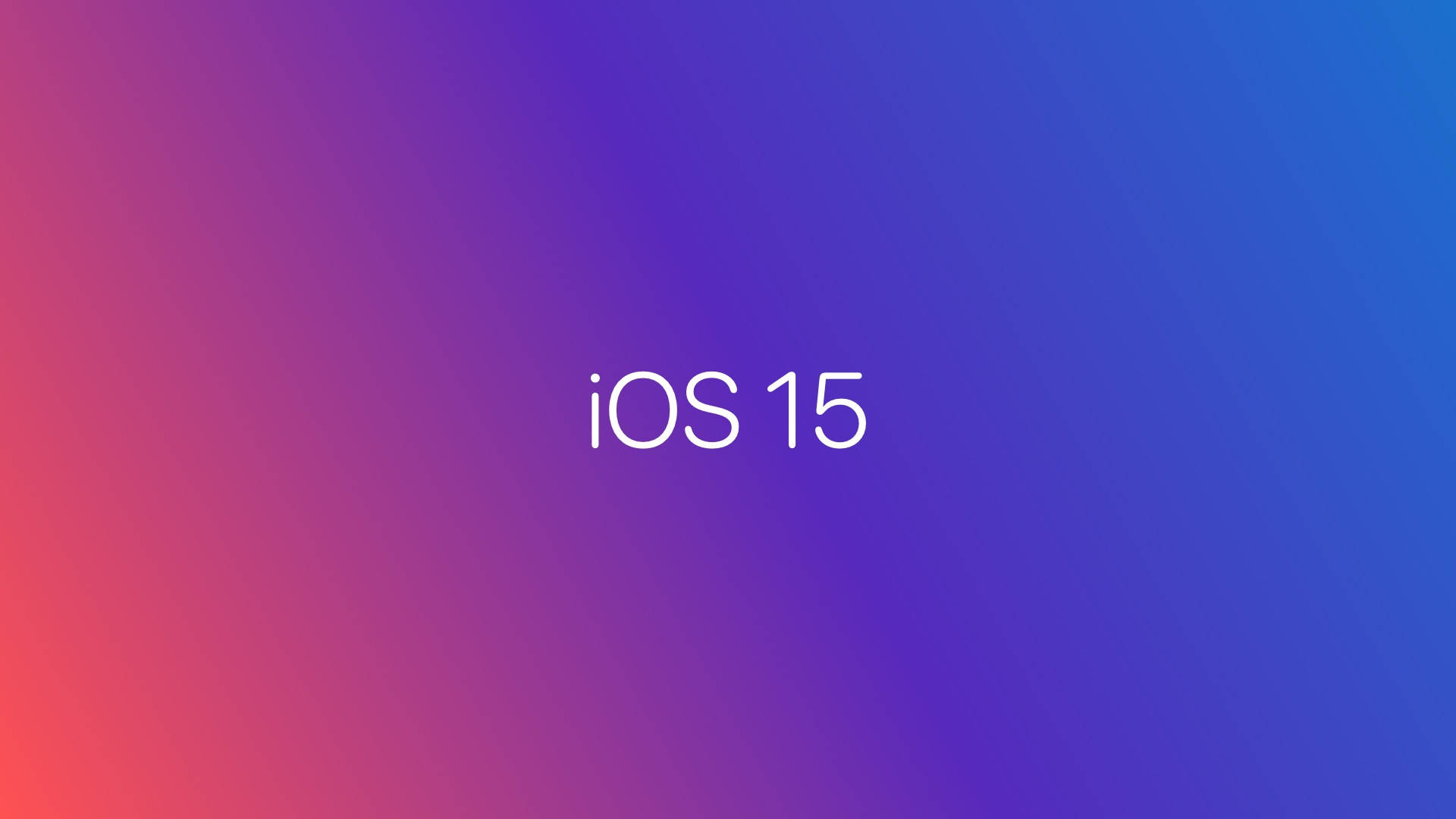 iOS 15 桌布 壁紙 — iOS 15 標誌置中於由粉紅色過渡到藍色的鮮豔漸變背景上。
