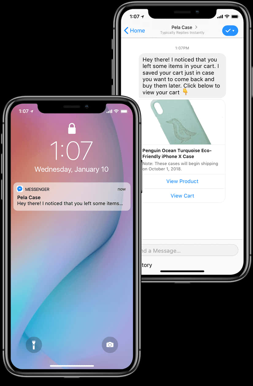 iPhone 12 展示通知與在線購物聊天 壁紙