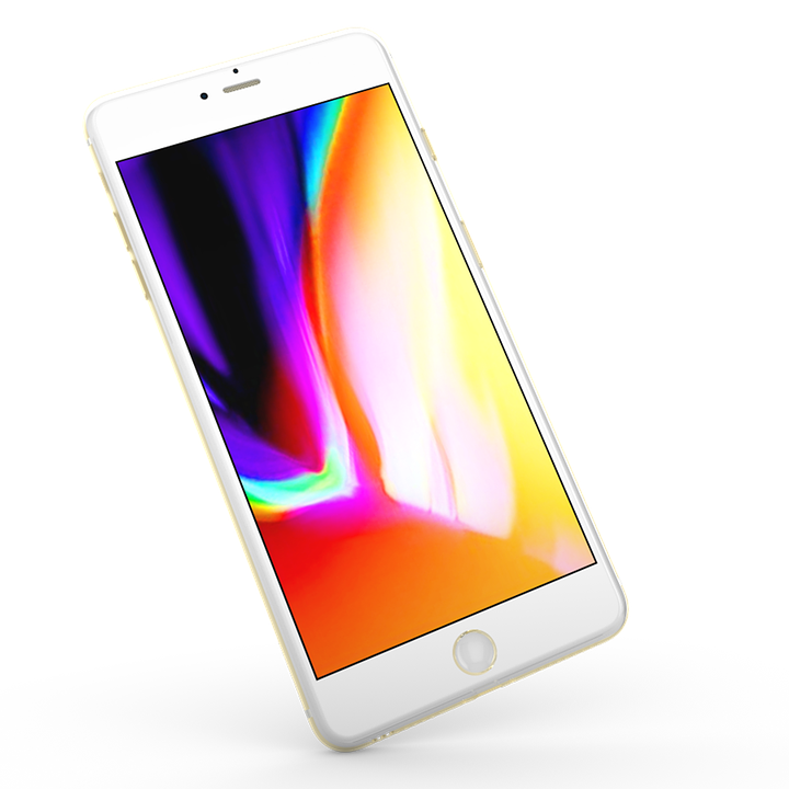 白色iPhone懸浮於彩色顯示屏之上 壁紙