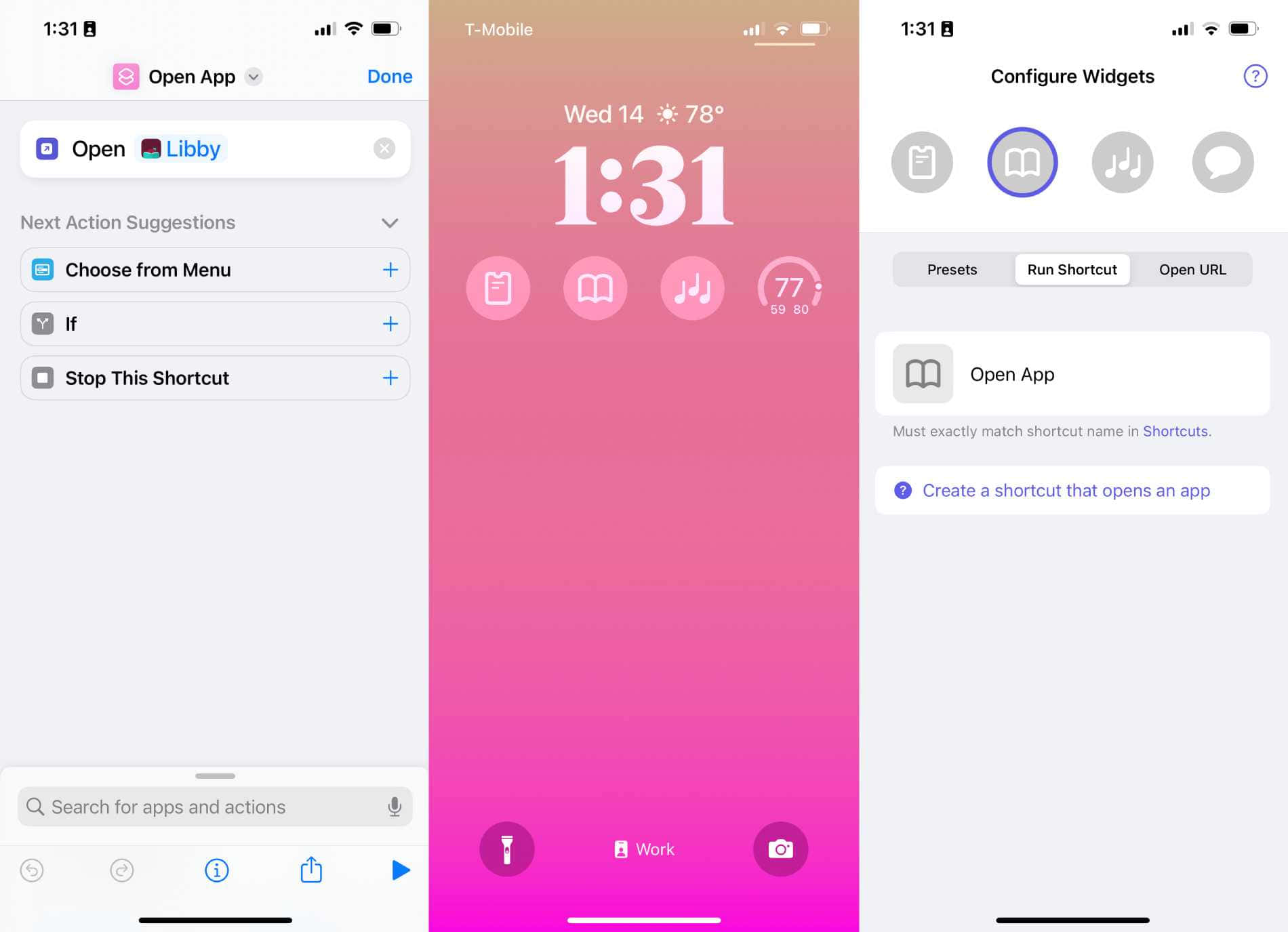 iPhone 桌布 壁紙 — iPhone 主螢幕，帶有粉紅色漸層桌布，顯示時間、天氣和應用程式小工具。
