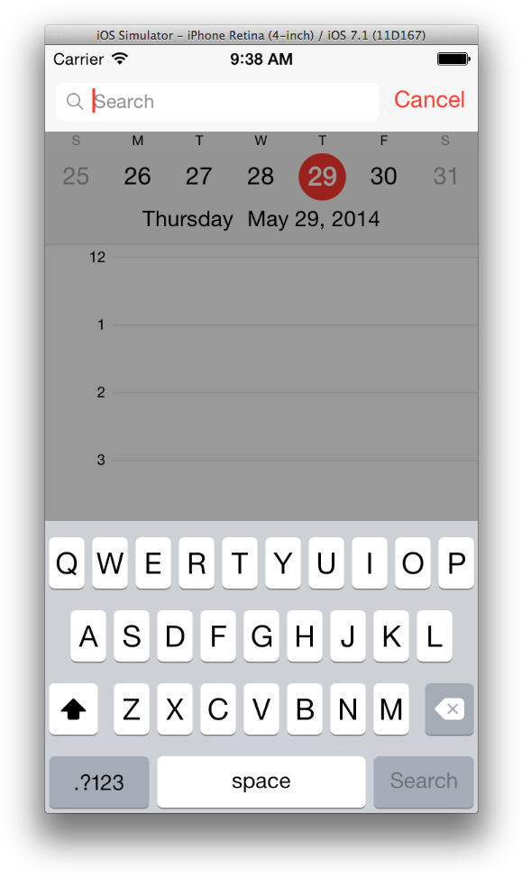 Search 桌布 壁紙 — iPhone 螢幕顯示 iOS 日曆應用程式，選取了 2014 年 5 月 29 日，並顯示螢幕鍵盤。