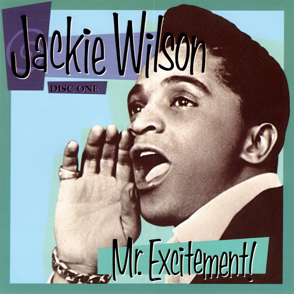 Singer 桌布 壁紙 — Jackie Wilson 熱情地對著他捧成杯狀的手大喊，出現在名為 Mr Excitement! 的鮮豔復古專輯封面上