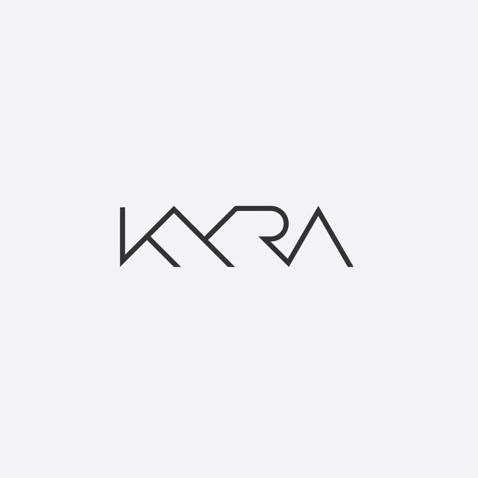 Minimalist Logo 桌布 壁紙 — 簡約標誌，淺灰色背景上帶有風格化的黑色字母KARA。