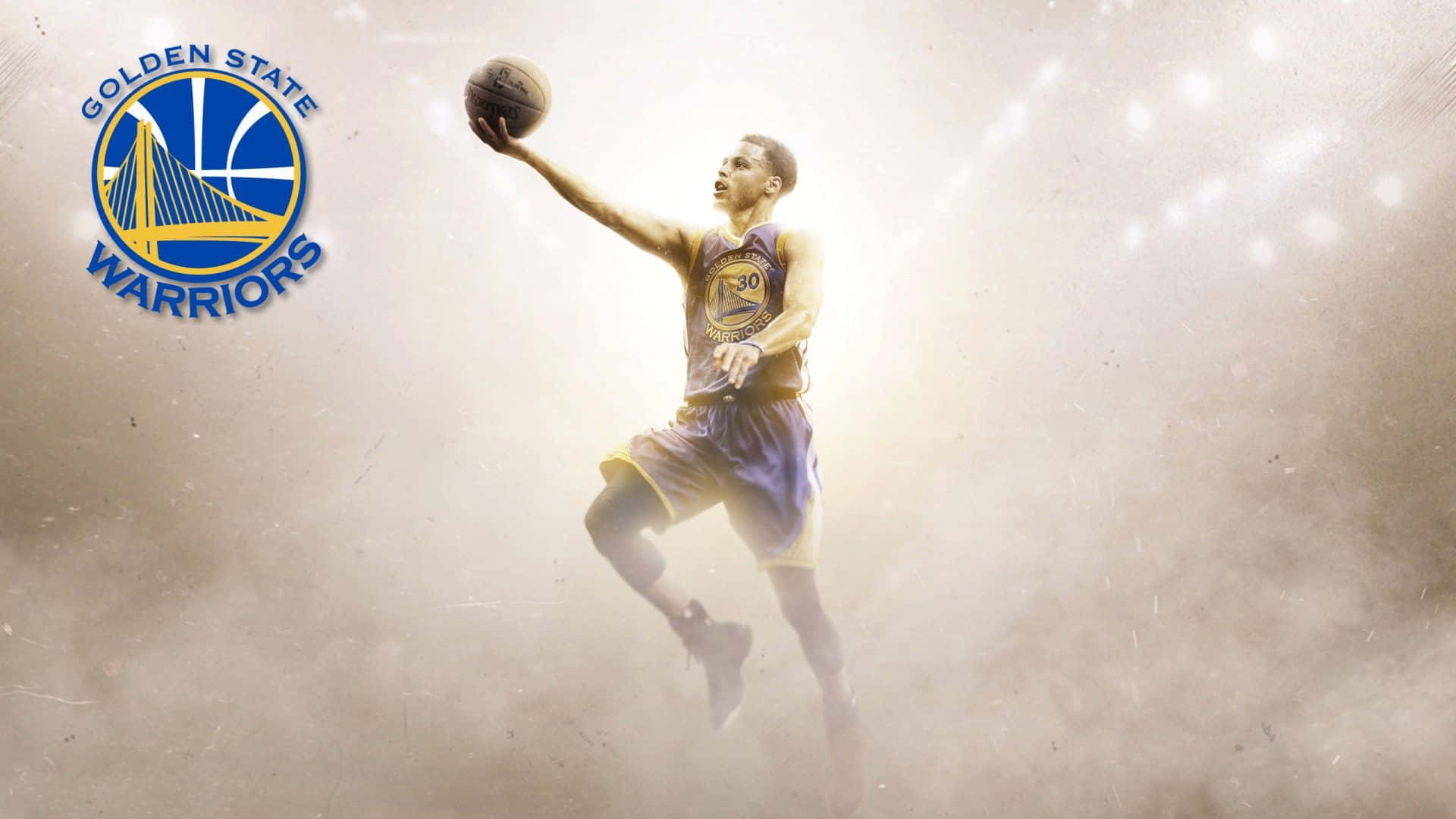 金州勇士隊籃球運動員在半空中持球 — NBA 壁紙