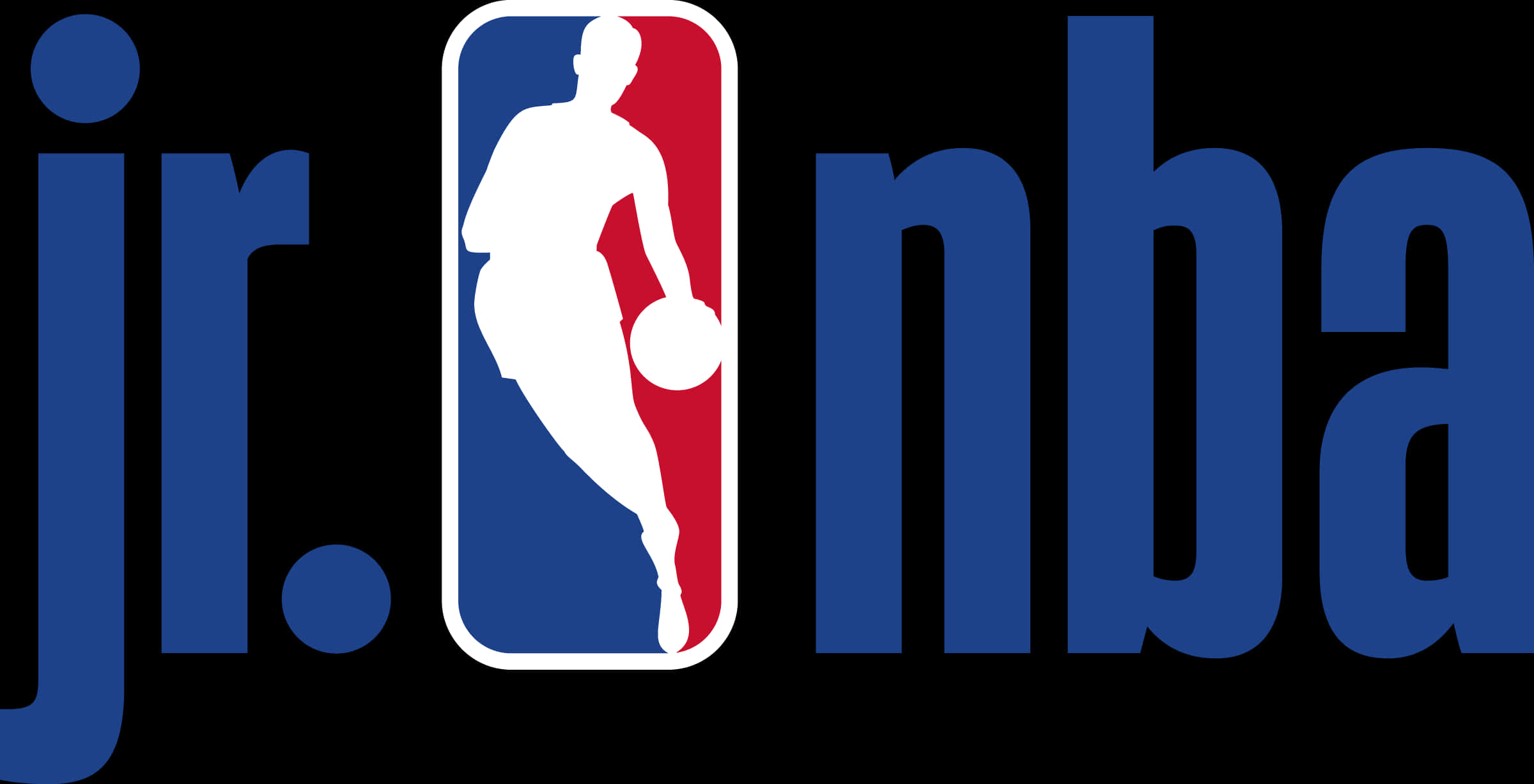 NBA標誌 桌布 壁紙 — jr nba 標誌，白色剪影的籃球運動員在紅藍背景上運球。