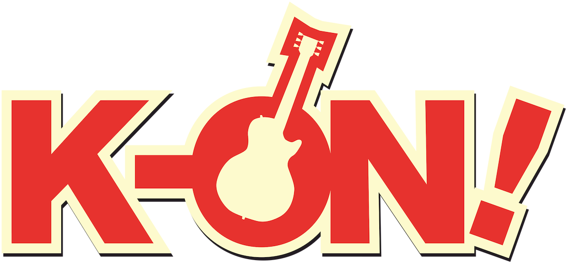K 桌布 壁紙 — K-ON! 的醒目紅色和奶油色標誌，字母 O 內有吉他剪影。
