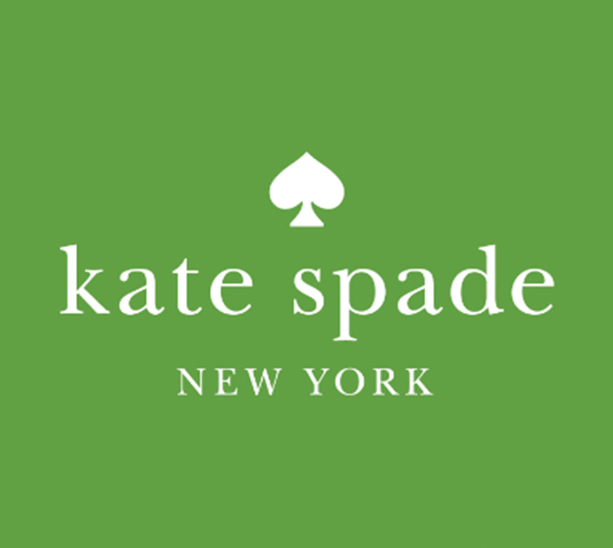 Kate Spade 桌布 壁紙 — Kate Spade New York 的簡潔極簡標誌，以白色文字和黑桃符號呈現於純綠色背景上。