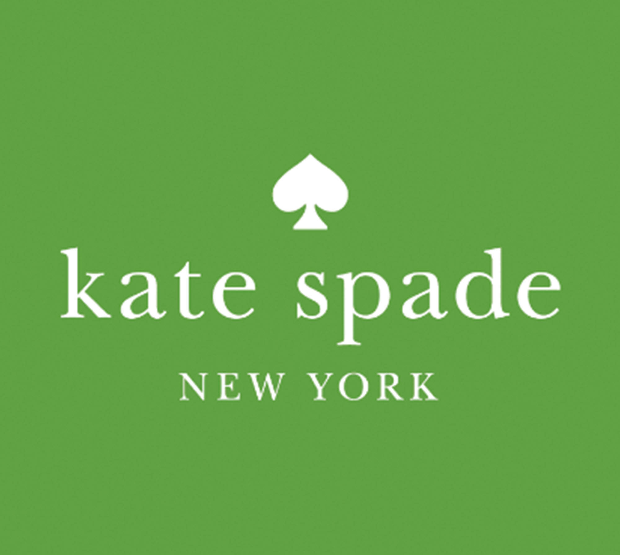 spade 桌布 壁紙 — Kate Spade New York 的簡潔極簡標誌，白色文字和黑桃符號，位於純綠色背景上。