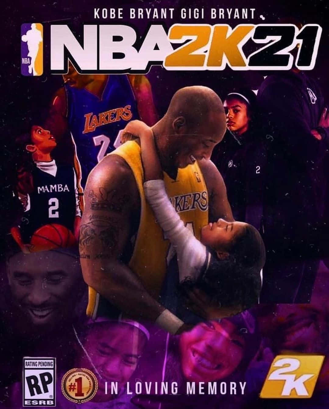 柯比布萊恩在NBA 2K21封面深情擁抱女兒吉吉。 — NBA 壁紙