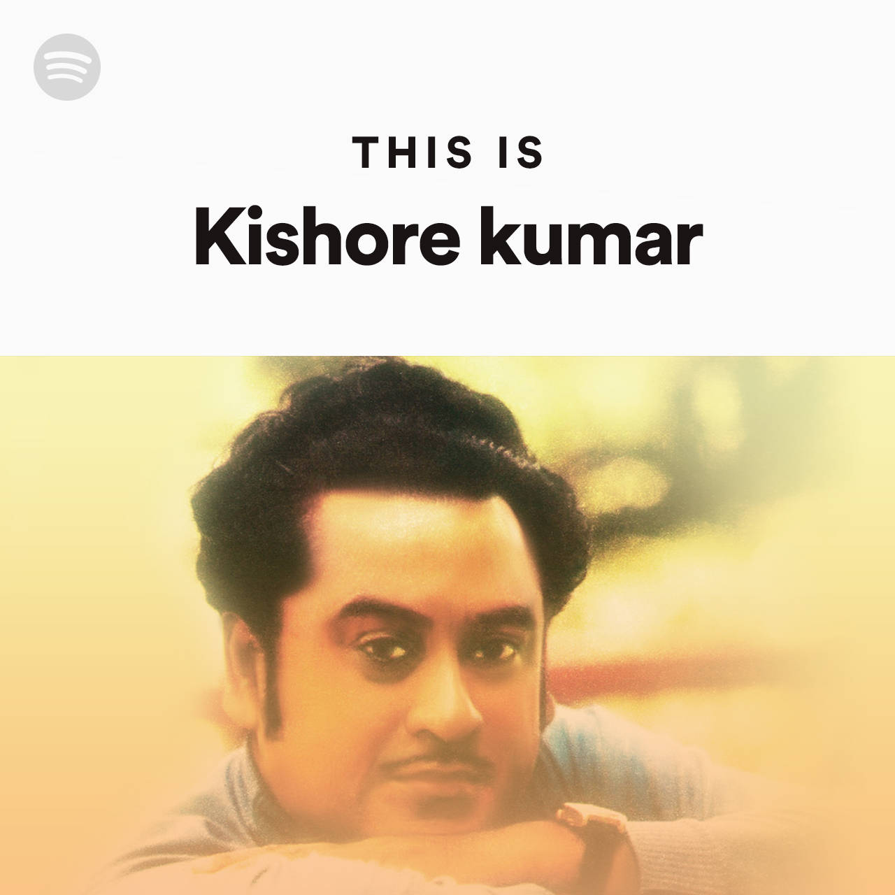 Kishore Kumar 桌布 壁紙 — Kishore Kumar 的溫暖色調肖像，下巴擱在手臂上，背景柔和模糊。
