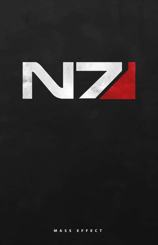 Mass Effect Trilogy 桌布 壁紙 — 來自Mass Effect的N7標誌以白色和紅色大膽地呈現在帶有紋理的黑色背景上。